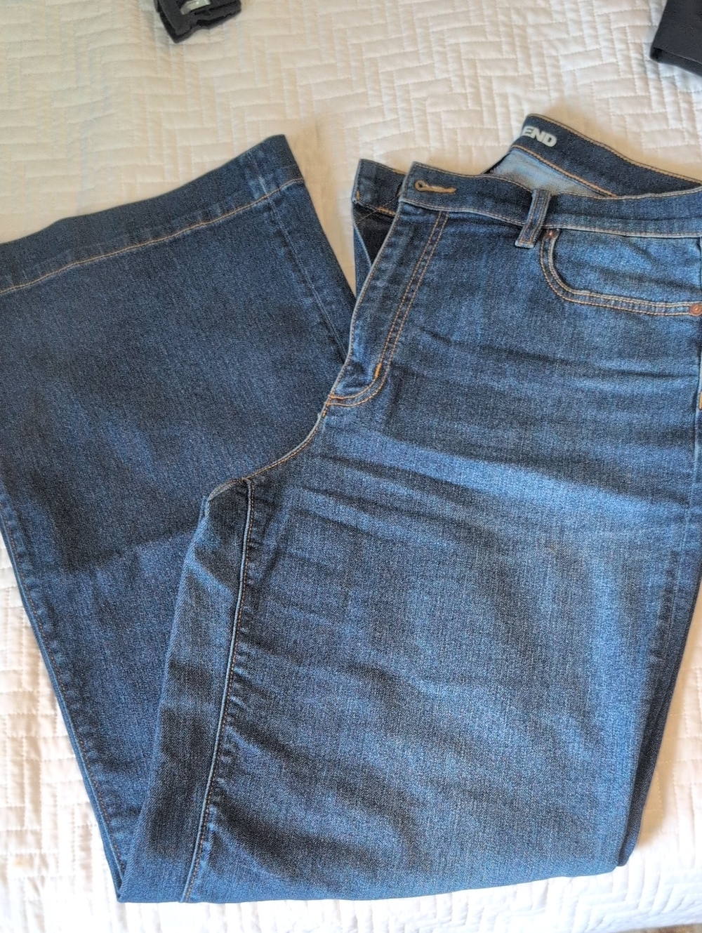 Lands' End Women's Dark Blue Wide-Leg Jeans